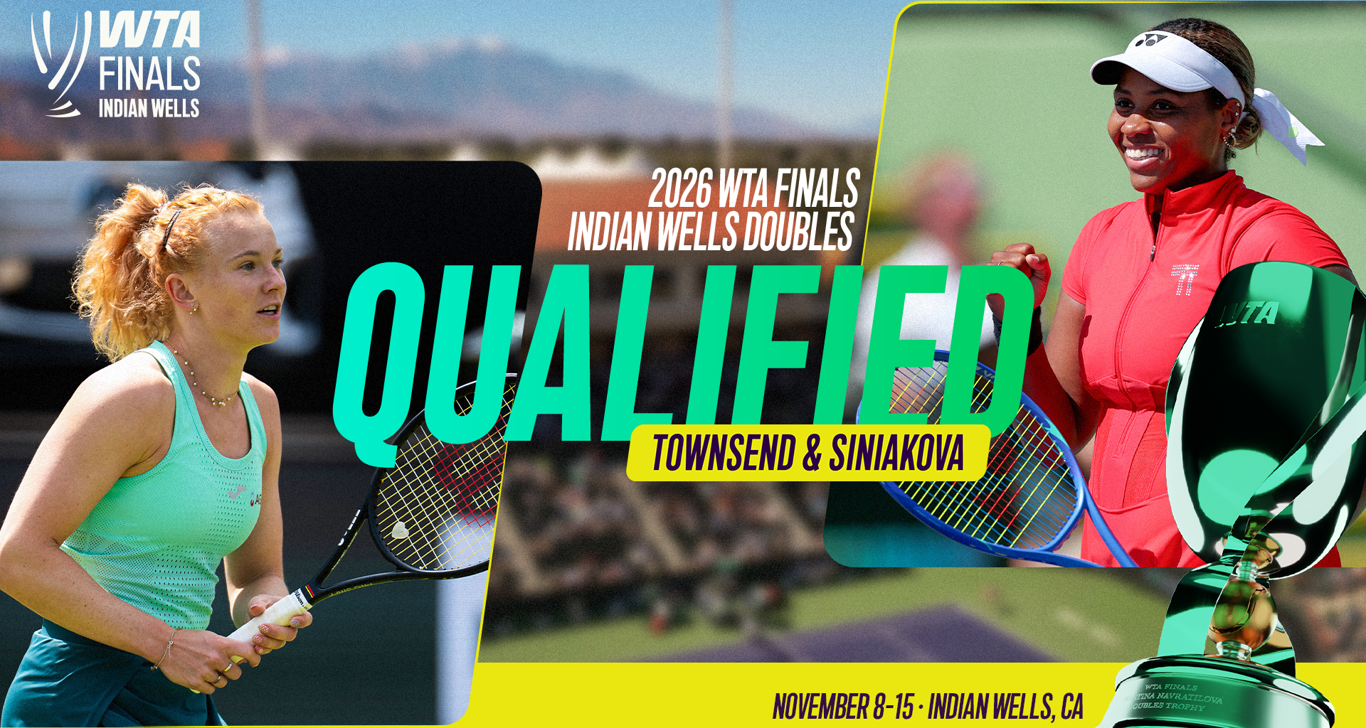 Townsend, doubles World No. 1 Siniakova qualify for WTA Finals Indian Wells