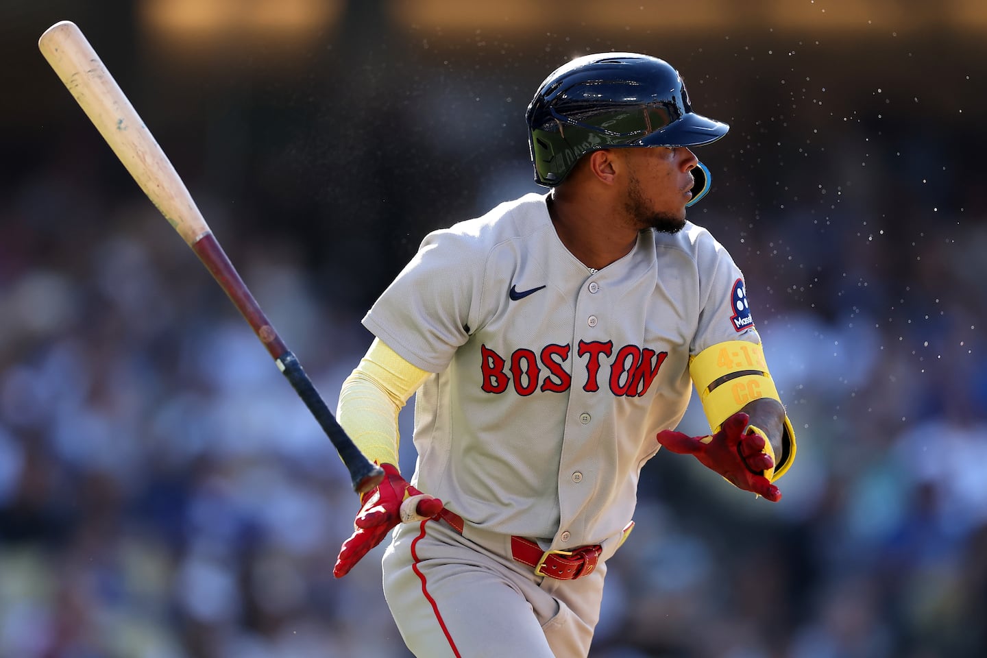Ceddanne Rafaela could slot down after his solo home run cleared the wall in the third inning at Dodger Stadium on Sunday.