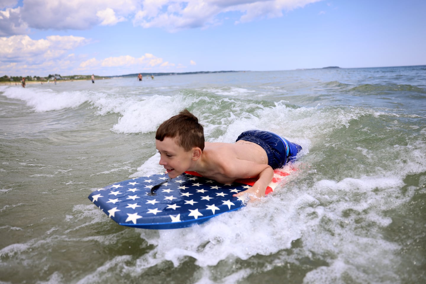 Oliver Uhsmann, 10, boogie boards at Scarborough Beach.