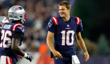 Patriots quarterback Drake Maye was among the starters who didn't play in Saturday night's preseason game against the Eagles.