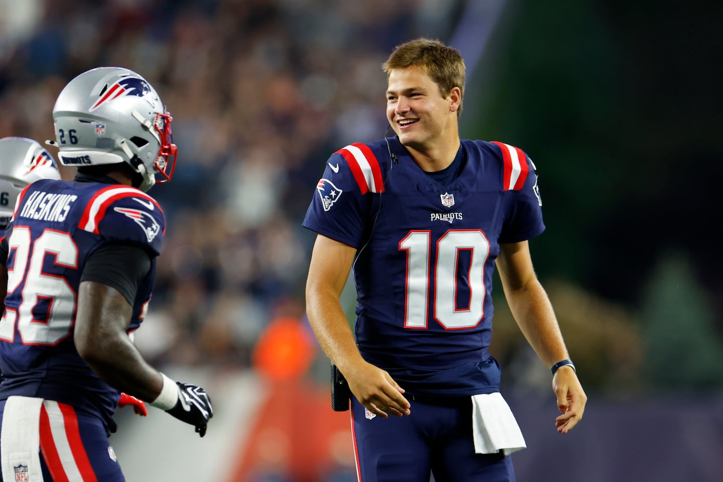 Patriots quarterback Drake Maye was among the starters who didn't play in Saturday night's preseason game against the Eagles.