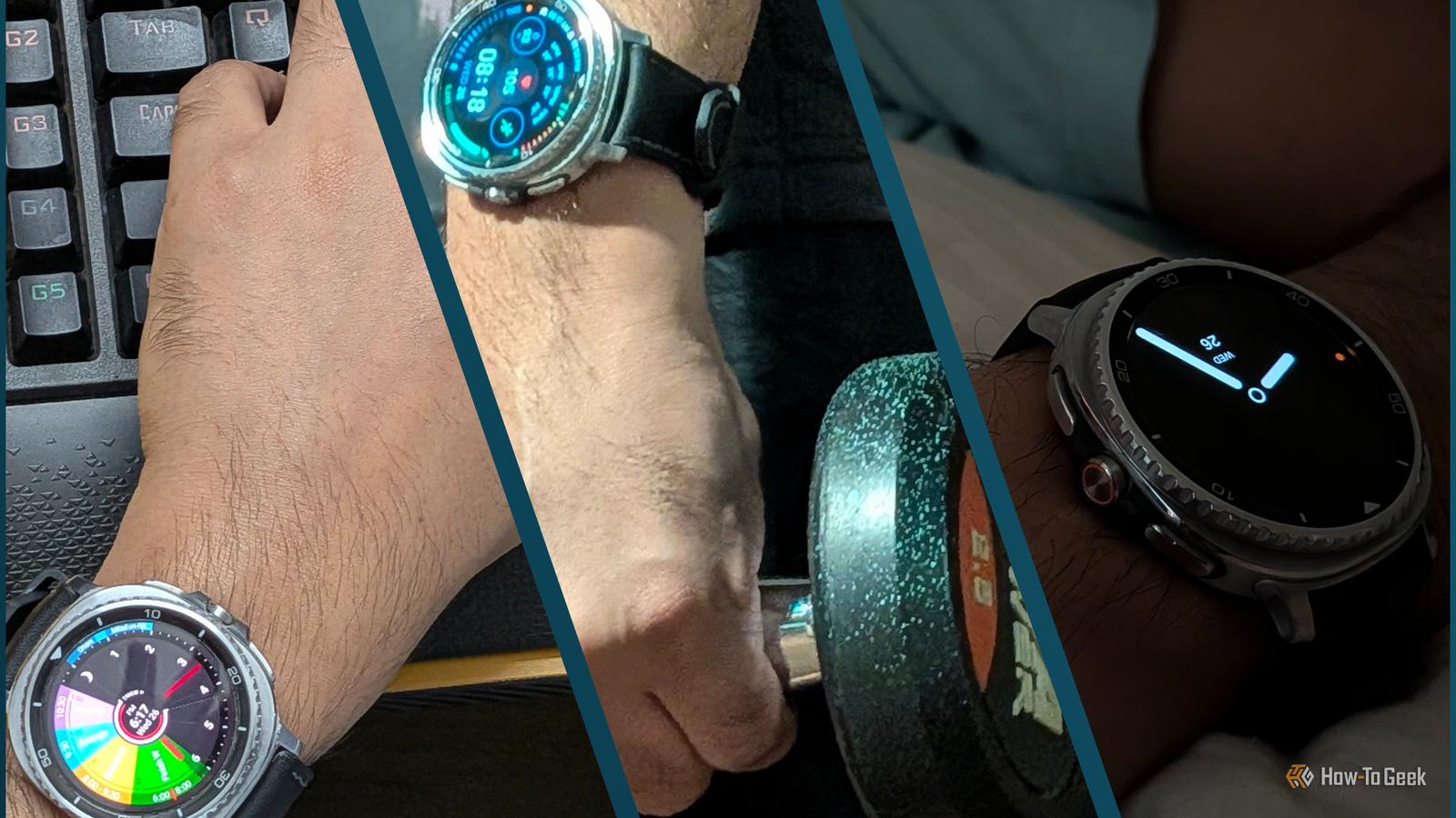 Your Galaxy Watch face should change automatically based on what you're doing—mine does