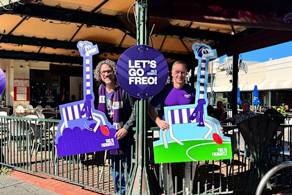 City of Fremantle Mayor Ben Lawver and Fremantle Chamber of Commerce president Ivan Dzeba at the Cappuccino Strip on Thursday.