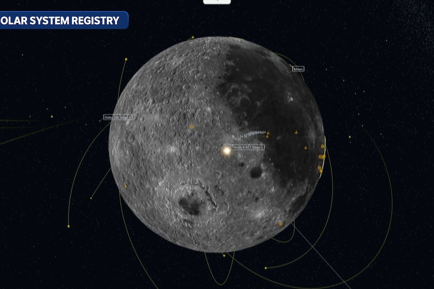 A graphic impression of a crash on the Moon