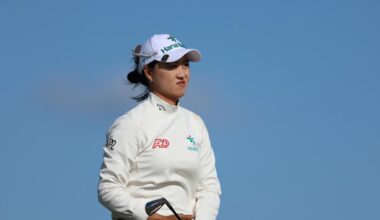 LYTHAM ST ANNES, ENGLAND – JULY 31: Minjee Lee of Australia plays her second shot on the fifteenth hole during the second round of the AIG Women's Open 2026 at Royal Lytham &amp; St. Annes on July 31, 2026 in Lytham St Annes, England. (Photo by Luke Walker/Getty Images)