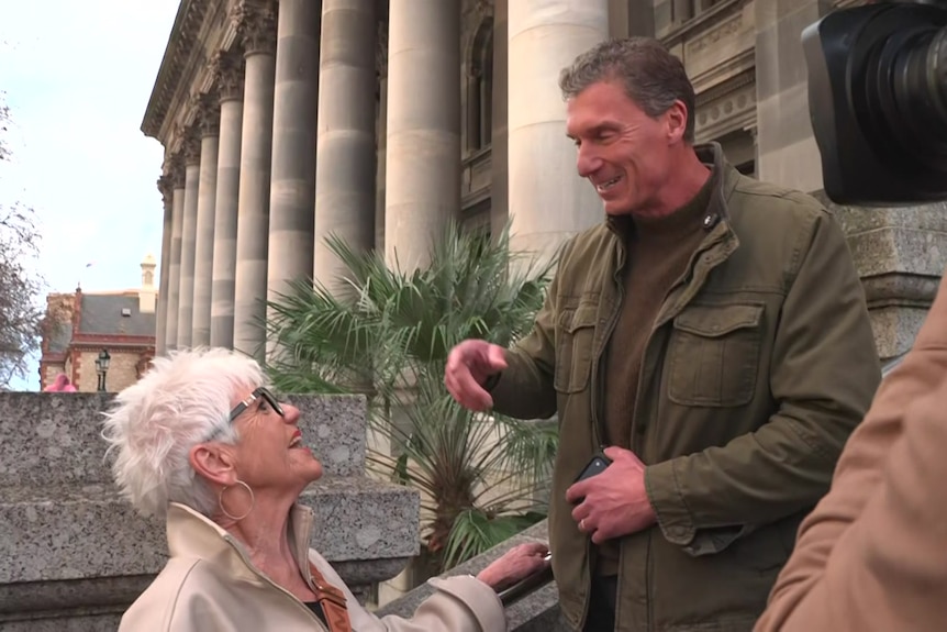 Cory Bernardi and a protester
