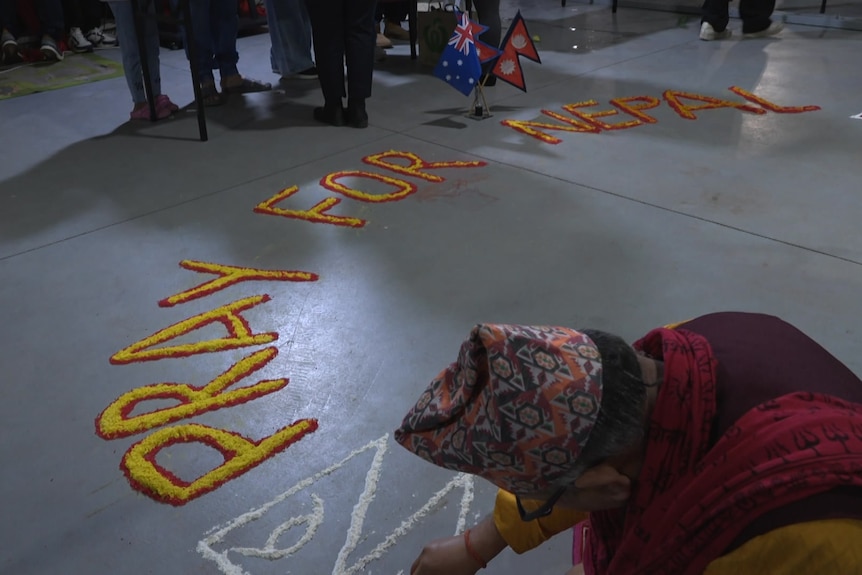 A pray for Nepal mural
