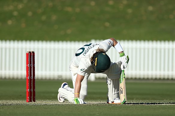 Will Pucovski after suffering a head knock while playing for Australia A.
