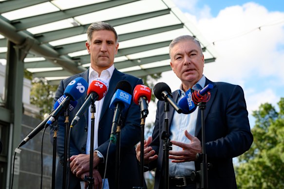 Swans CEO Matthew Pavlich and chairman Andrew Pridham fronted the media on Wednesday.