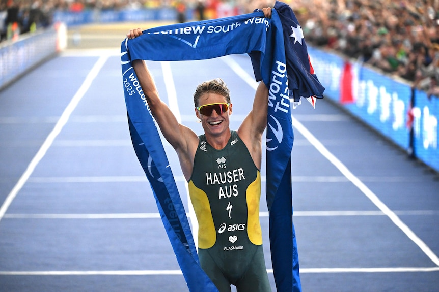 Matthew Hauser crossed finish line at world championship finals in Wollongong.