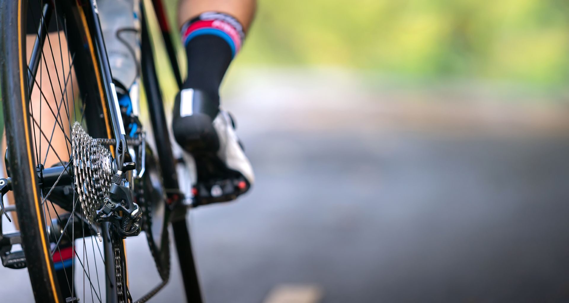 A cyclist on the road.