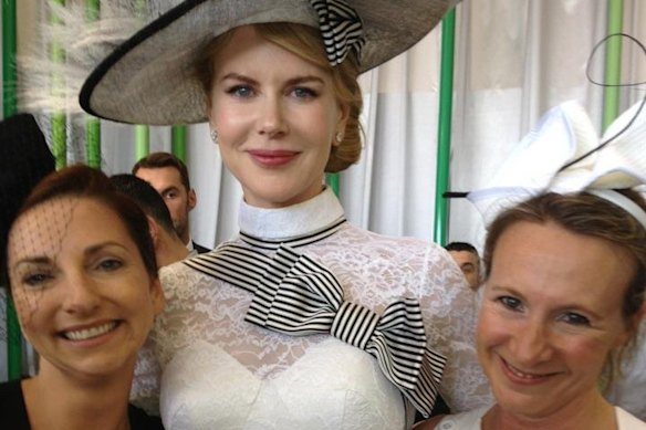 A day at the races. Halfpenny (right) with Marie Claire editor Nicky Briger (left) and Nicole Kidman.
