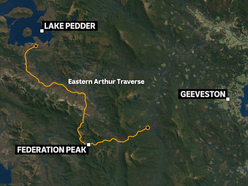 Map of area where bushwalker went missing and later found deceased.