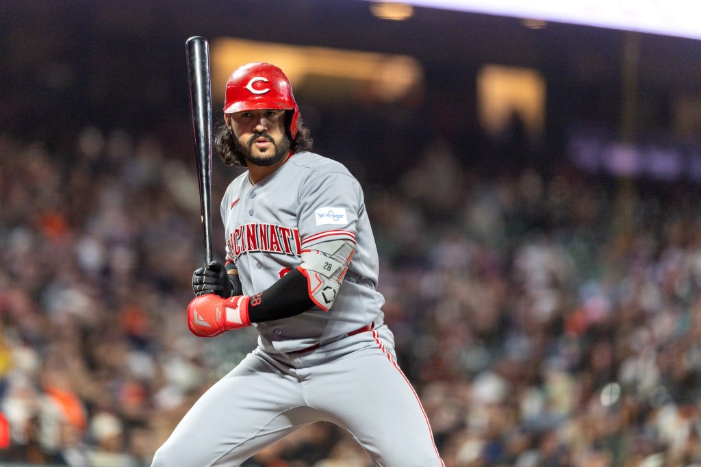 Cincinnati Reds designated hitter Eugenio Suarez at bat.