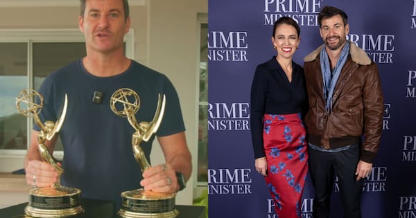 Clarke Gayford unboxes Emmys won for Jacinda Ardern documentary