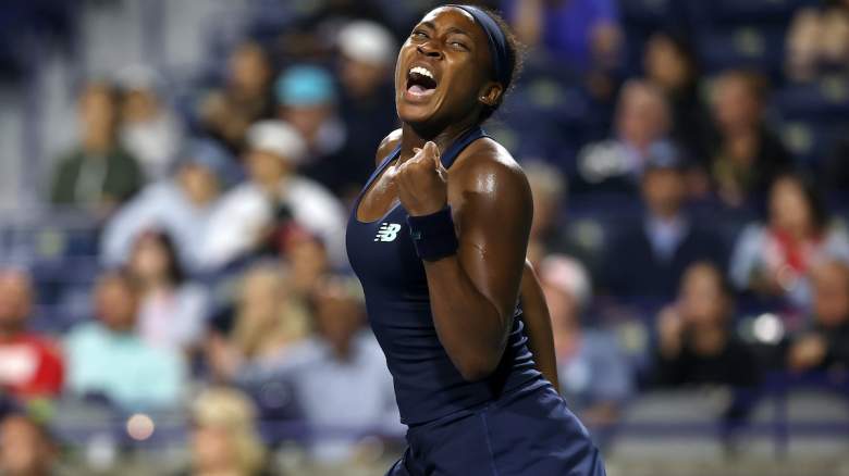 Coco Gauff of the United States reacts