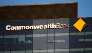 Commonwealth Bank signage on building.