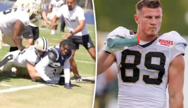 Saints' Brock Rechsteiner gets in heated day of training camp brawls