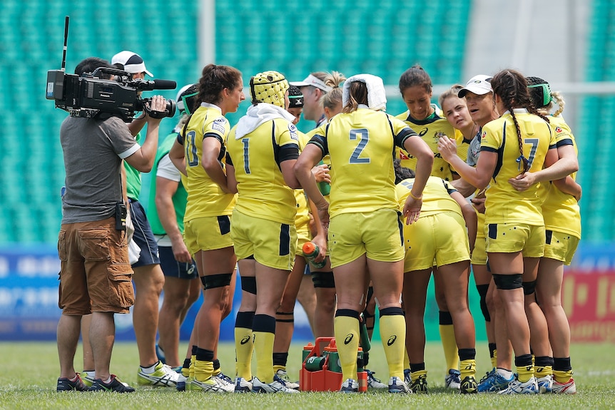 Australia playing in a women's rugby sevens tournament in China in 2014.