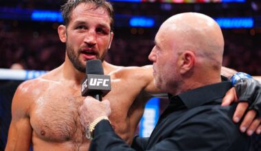 Dustin Stoltzfus being interviewed by Joe Rogan at UFC 330