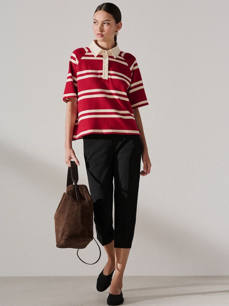 next cotton striped rugby top
