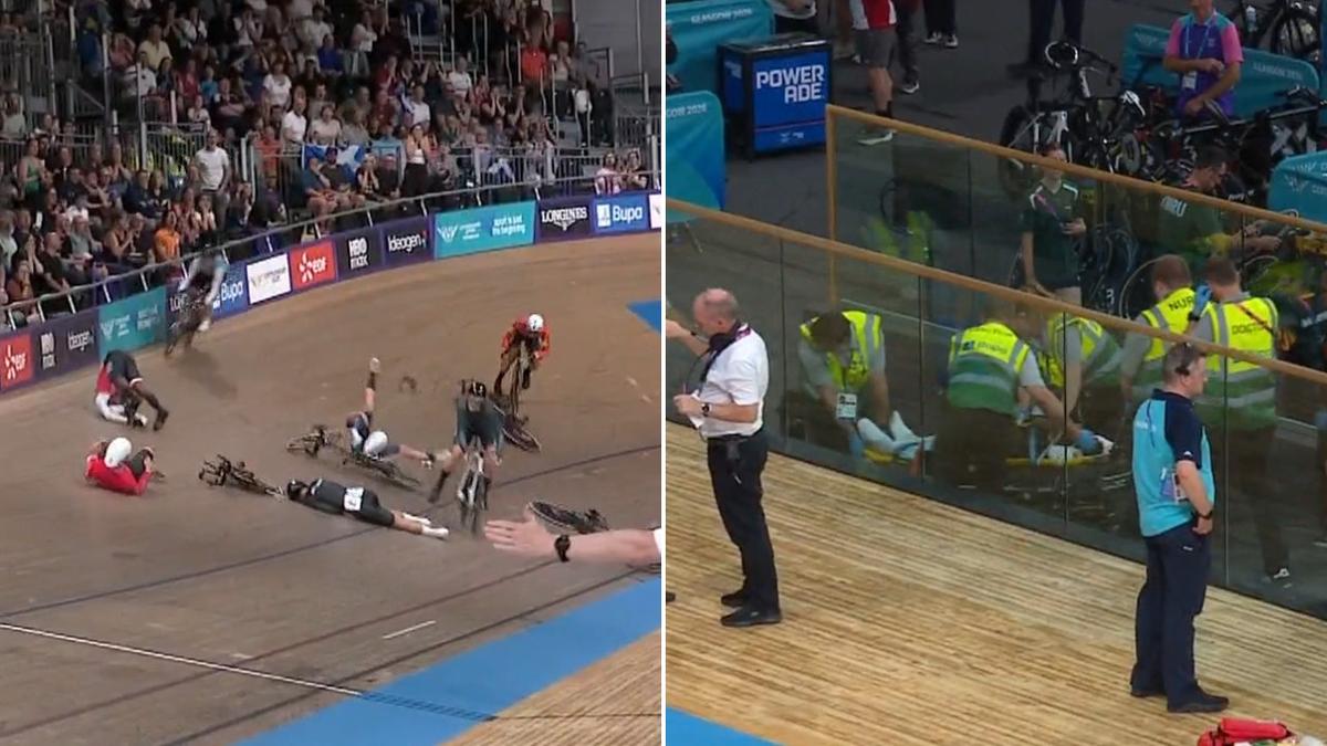 Stretcher called for New Joe Lau after seven riders crash in chaotic Commonwealth Games cycling medal race