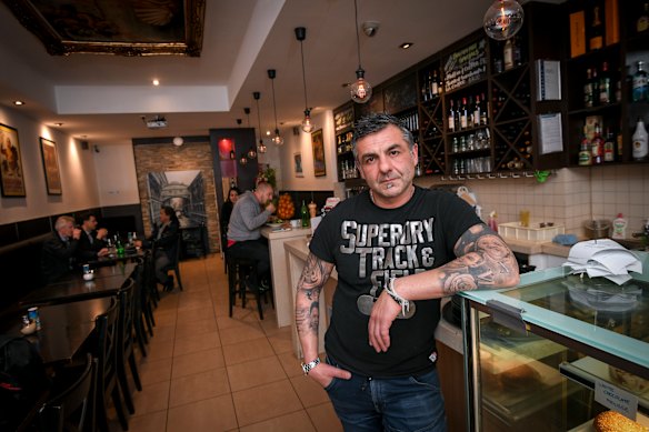 Vinnie’s father, Angelo Gibaldi, at his Lygon street restaurant Stuzzichino, pictured in 2019. 