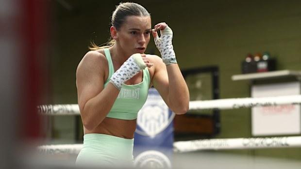 Skye Nicolson during a media workout at Matchroom Churchill gym.