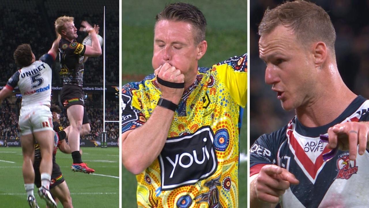 NRL 2026: Sydney Roosters denied try by disruptor rule against Penrith Panthers, video, reaction, Bunker