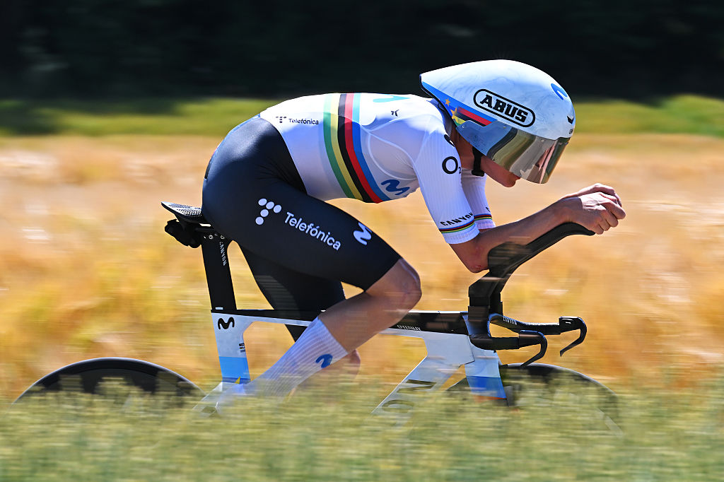 AARBURG, SWITZERLAND - JUNE 20: Marlen Reusser of Switzerland and Team Movistar competes during the 89th Tour de Suisse 2026, Stage 4 a 23.7km individual time trial stage from Aarburg to Aarburg / #UCIWT / on June 20, 2026 in Aarburg, Switzerland. (Photo by Tim de Waele/Getty Images)