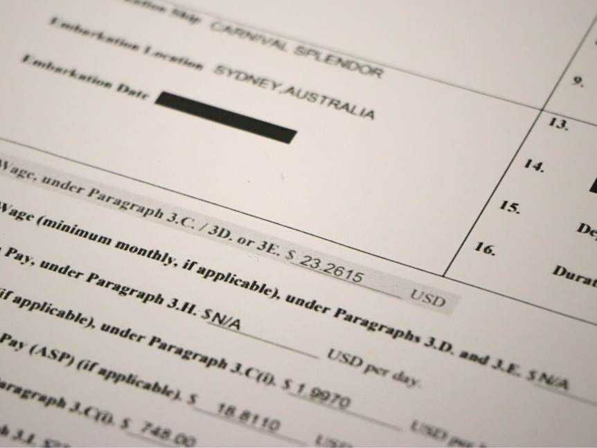 A close-up on an employment contract.