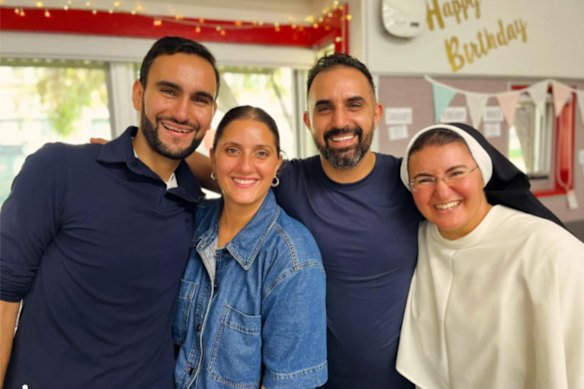 The Assaf family –  from far left, Rob, Monica, Joe and Grace (now Sister Mariam).
 