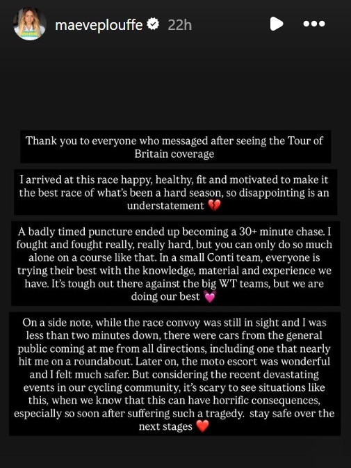 Maeve Plouffe's Instagram statement