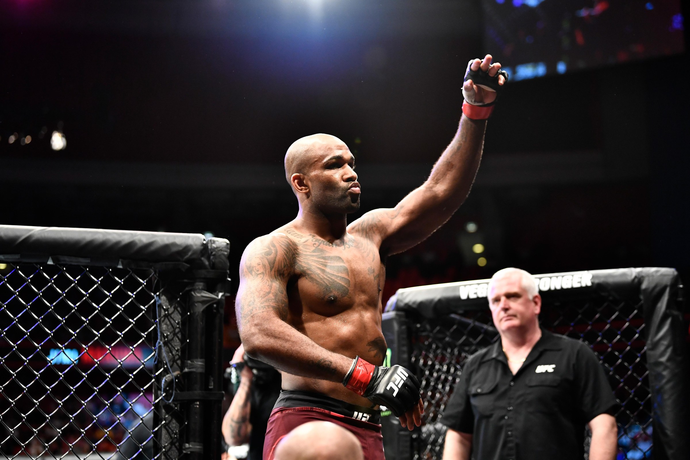 STOCKHOLM, SWEDEN - JUNE 01: Jimi Manuwa of England prepares to enter the Octagon prior to his light heavyweight bout against Aleksandar Rakic of Austria during the UFC Fight Night event at Ericsson Globe on June 1, 2019 in Stockholm, Sweden. (Photo by Jeff Bottari/Zuffa LLC/Zuffa LLC via Getty Images)