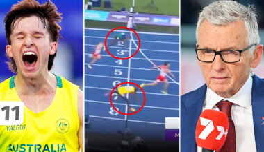 Bruce McAvaney slams finish-line act, rival's taunt backfires in Aussie teen's gold at Comm Games