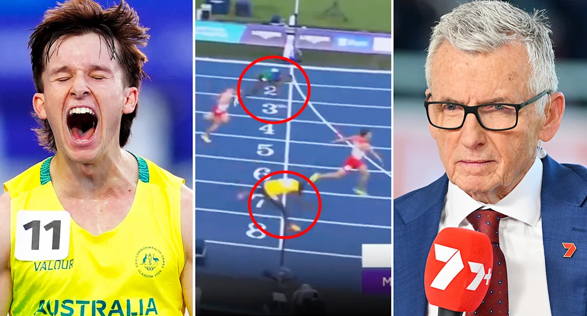 Bruce McAvaney slams finish-line act, rival's taunt backfires in Aussie teen's gold at Comm Games
