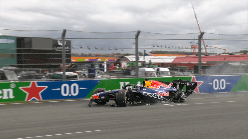 Wrecked Red Bull F1 car on track