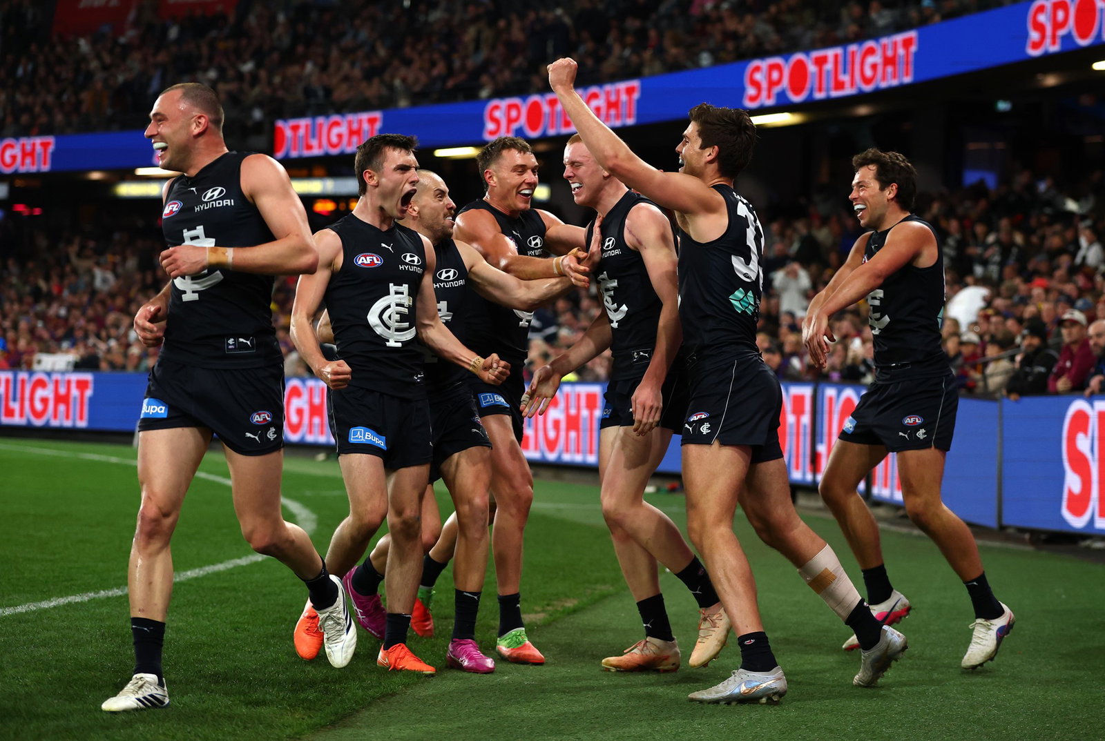 Harry Dean provided one of the moments of the first half with his first AFL goal in the second quarter.