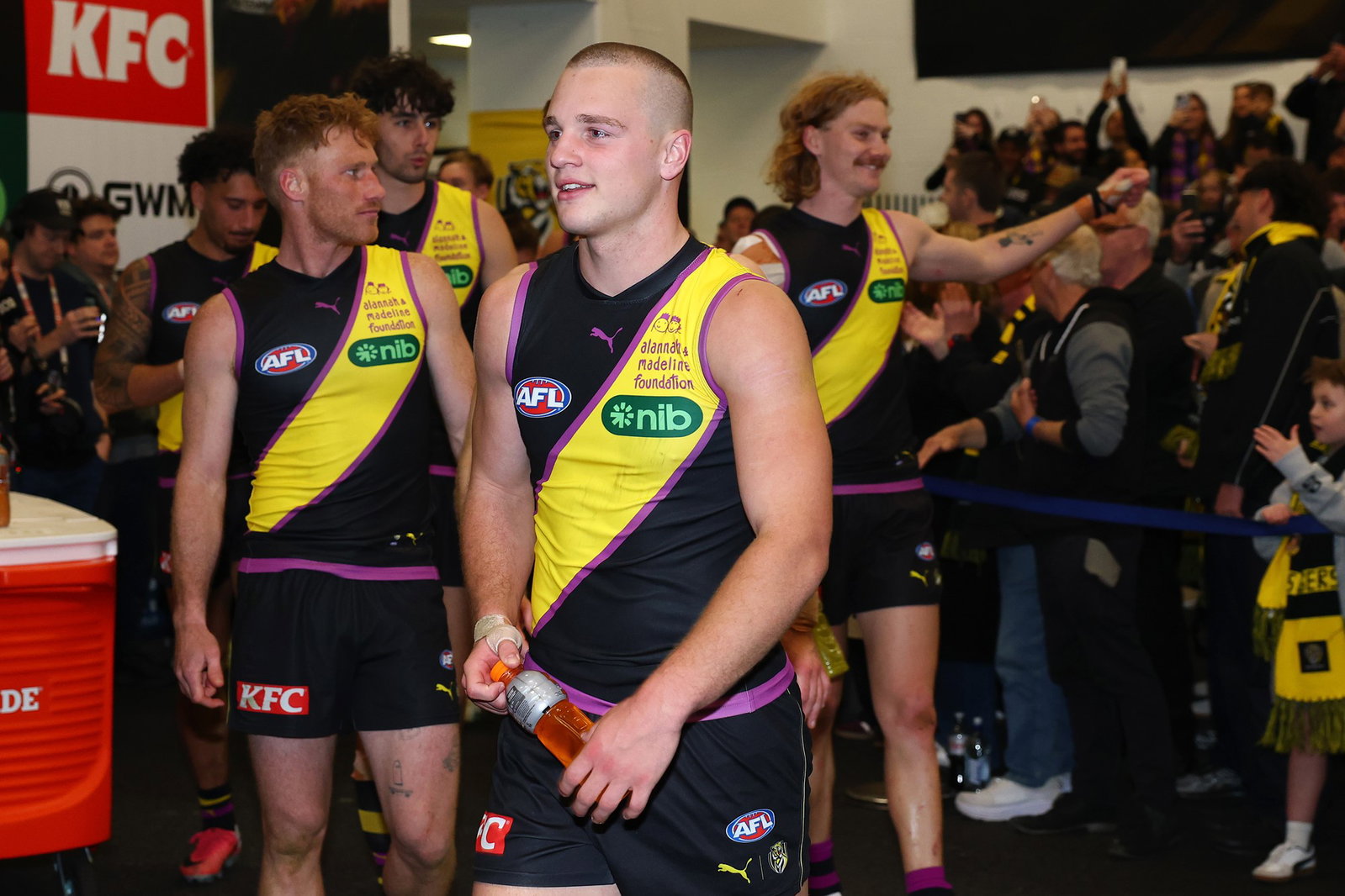 Sam Lalor (centre) emerged the match-winner as the Tigers claimed a thriller over the Eagles.