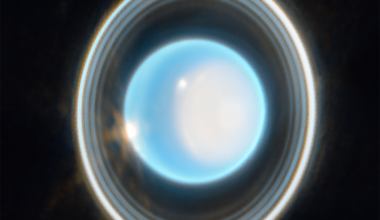 Uranus rotates almost completely on its side, tipped by 97.77 degrees, most likely by a giant impact billions of years ago — but its tilted moons keep the case from being closed