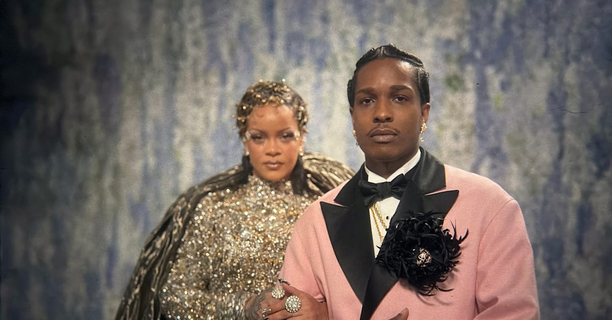 A vintage large format camera in combination with a digital back was used to create this image) (L-R) Rihanna and A$AP Rocky attend the 2026 Met Gala celebrating "Costume Art" at the Metropolitan Museum of Art on May 04, 2026 in New York City.