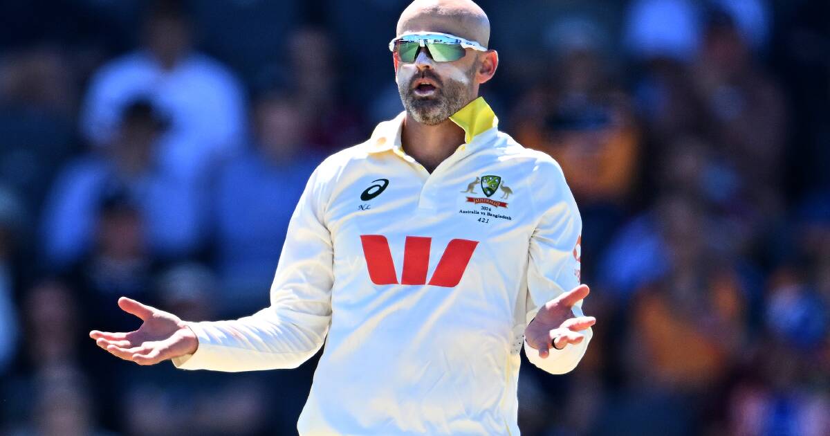 Nathan Lyon during the Test against Bangladesh in Mackay. Picture by Dave Hunt