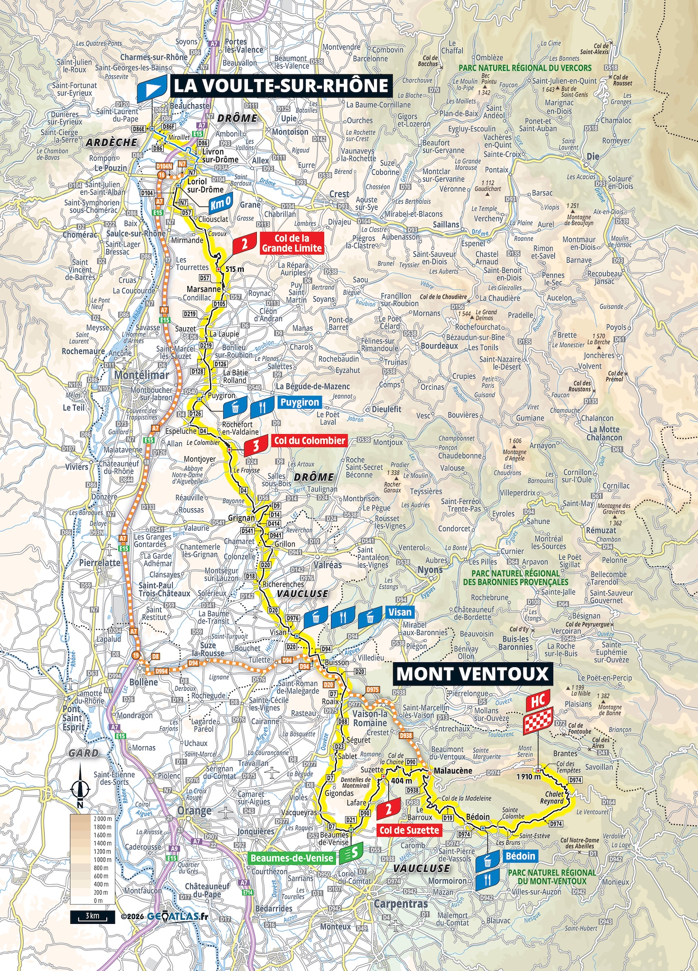 Stage 7 map, Tour de France Femmes 2026