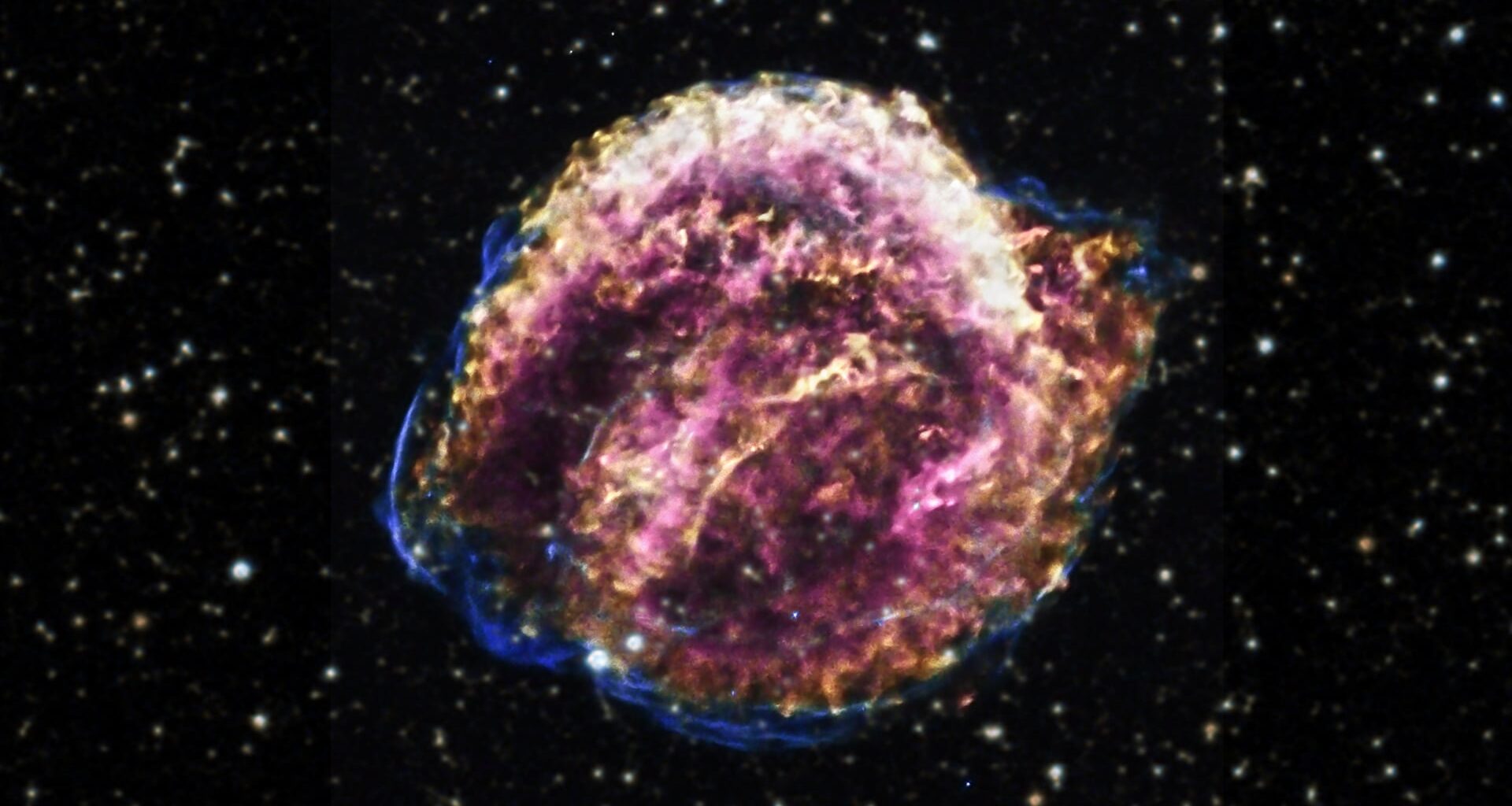 Kepler's Supernova scattered debris across space as its giant star ended in an explosion. Credit: NASA/CXC/SAO/DSS/D. Patnaude
