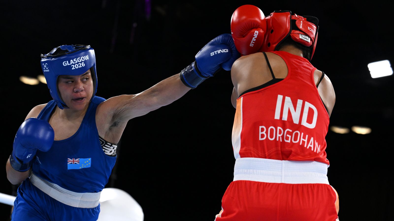 Tarona Taafaki (right) lost 5-0 before claiming Commonwealth bronze in Glasgow