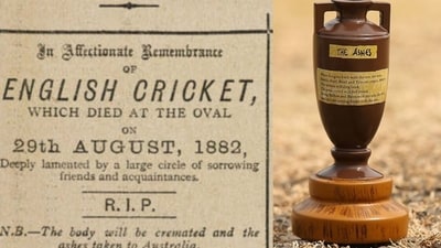 The mock obituary for English cricket and the Urn. (X Images)