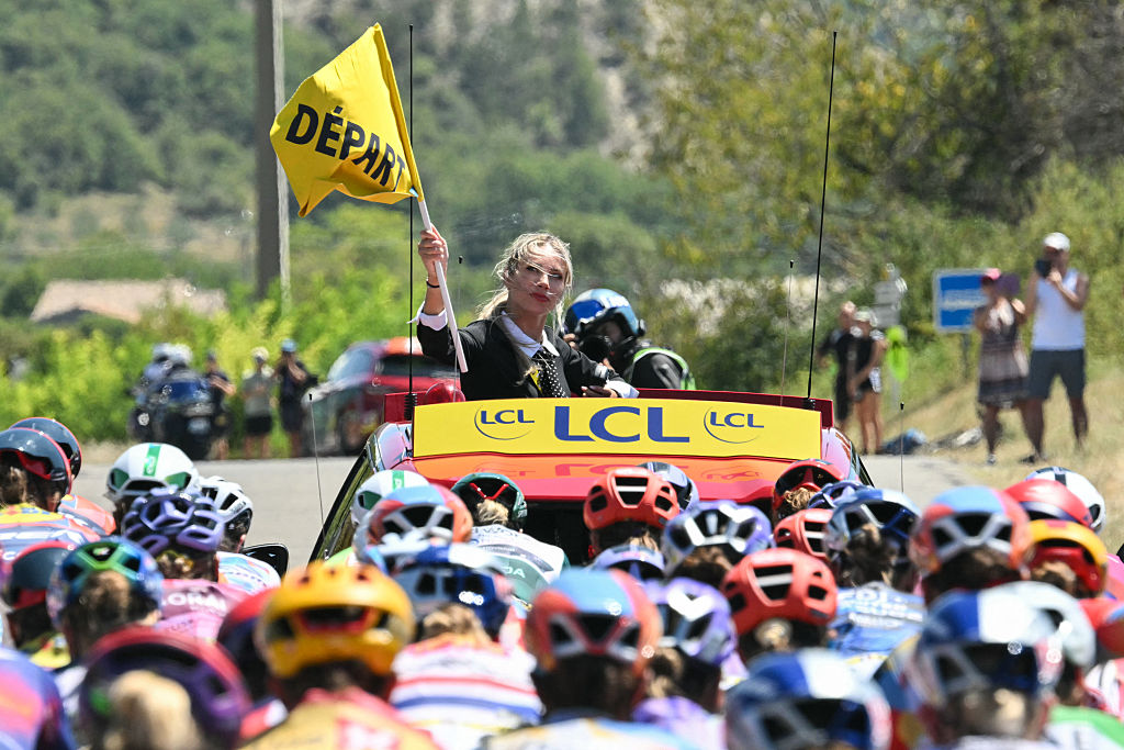 Marion Rousse during stage 7 of the Tour de France Femmes avec Zwift. (Photo by NICOLAS TUCAT / AFP via Getty Images)