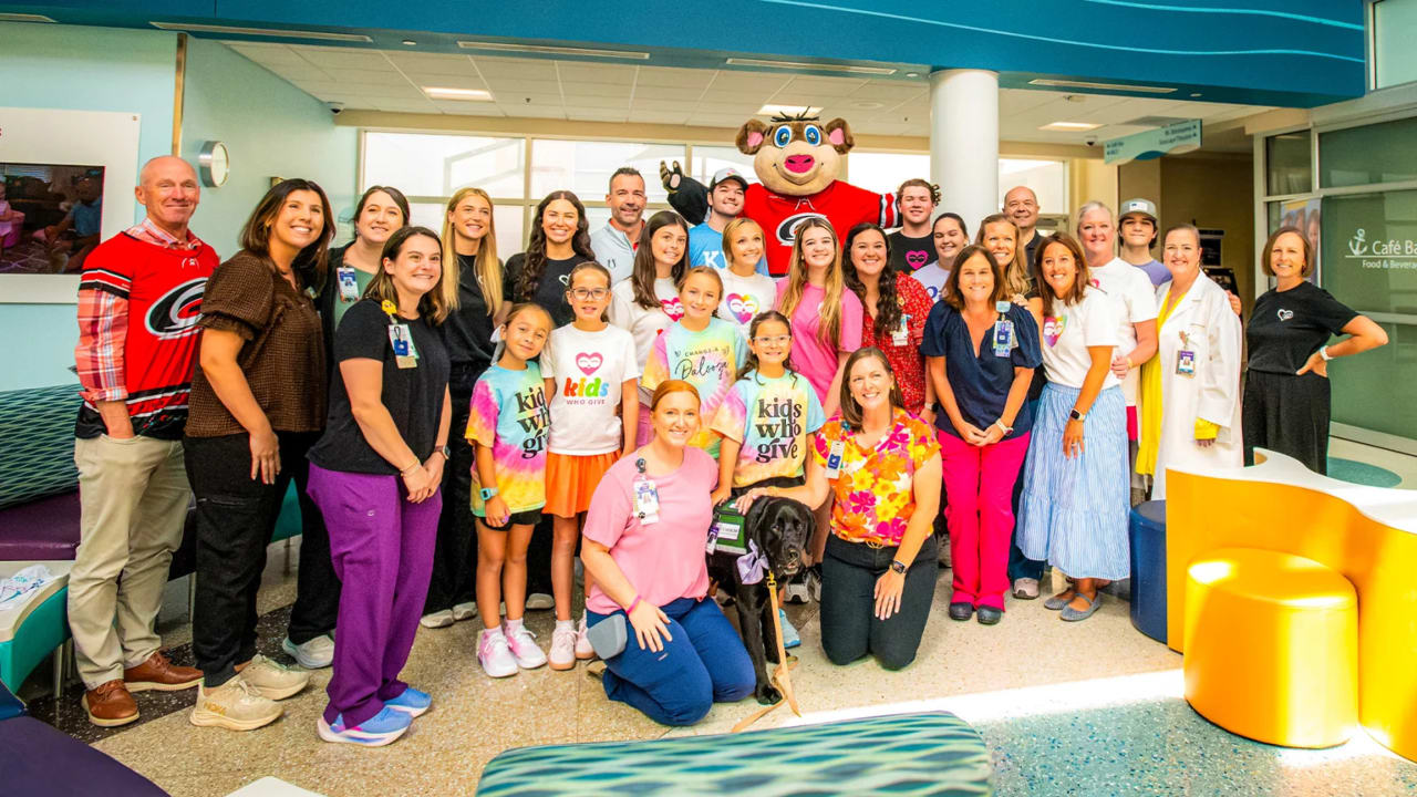 Stormy delivers Hurricanes jerseys to local hospital
