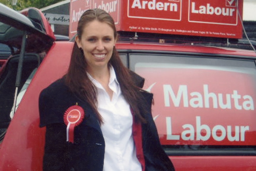 Jacinda Ardern smiling in smart casual wear