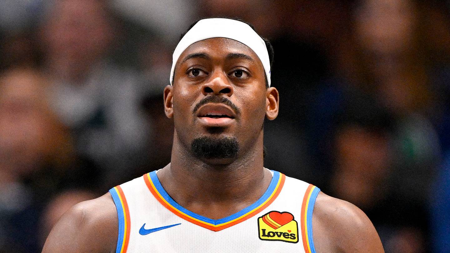 Oklahoma City Thunder guard Luguentz Dort (5) against the Dallas Mavericks at the American Airlines Center on January 17, 2025.